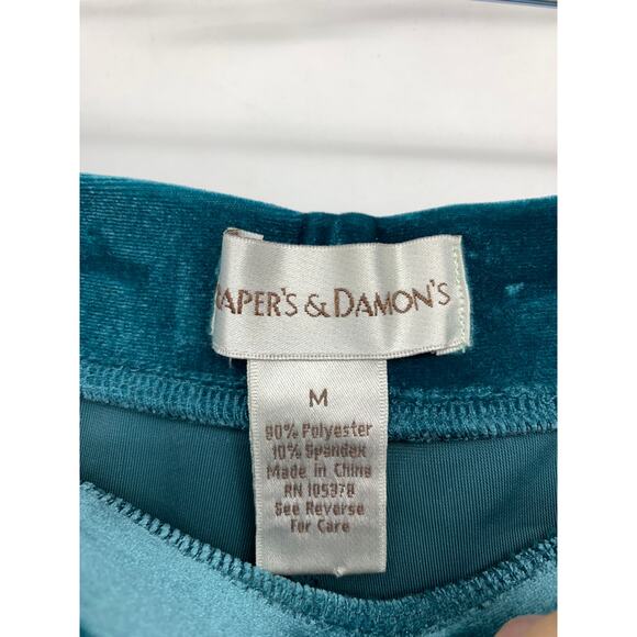 Drapers & Damons 2 Piece Set Velour Sz M Straight Leg Pant S Jacket Teal Blue - Picture 3 of 7